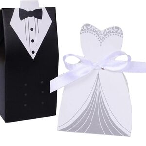 Elegant Wedding Favor Boxes - Black and White